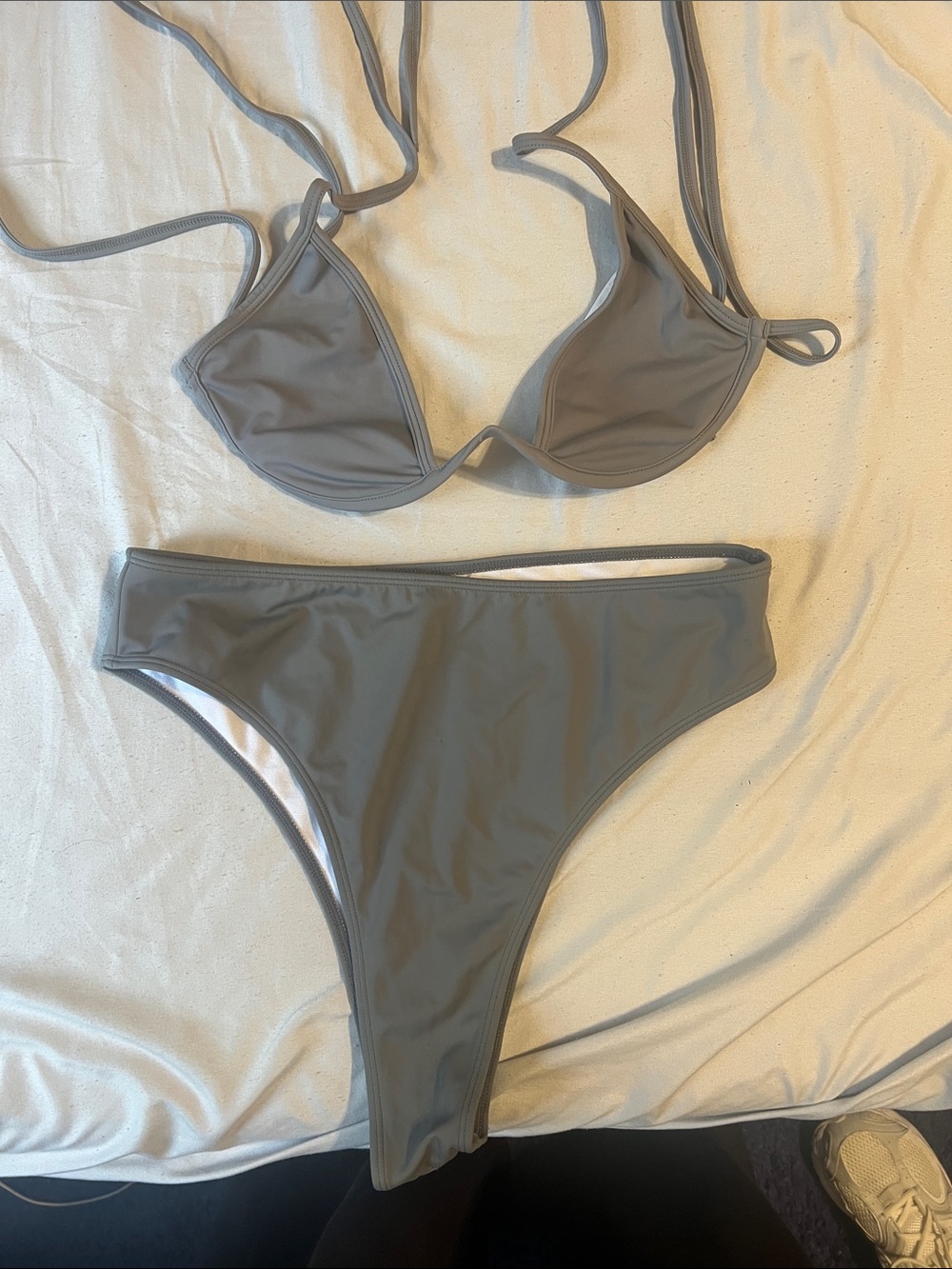 PrettyLittleThing Gray High-Cut Triangle Bikini